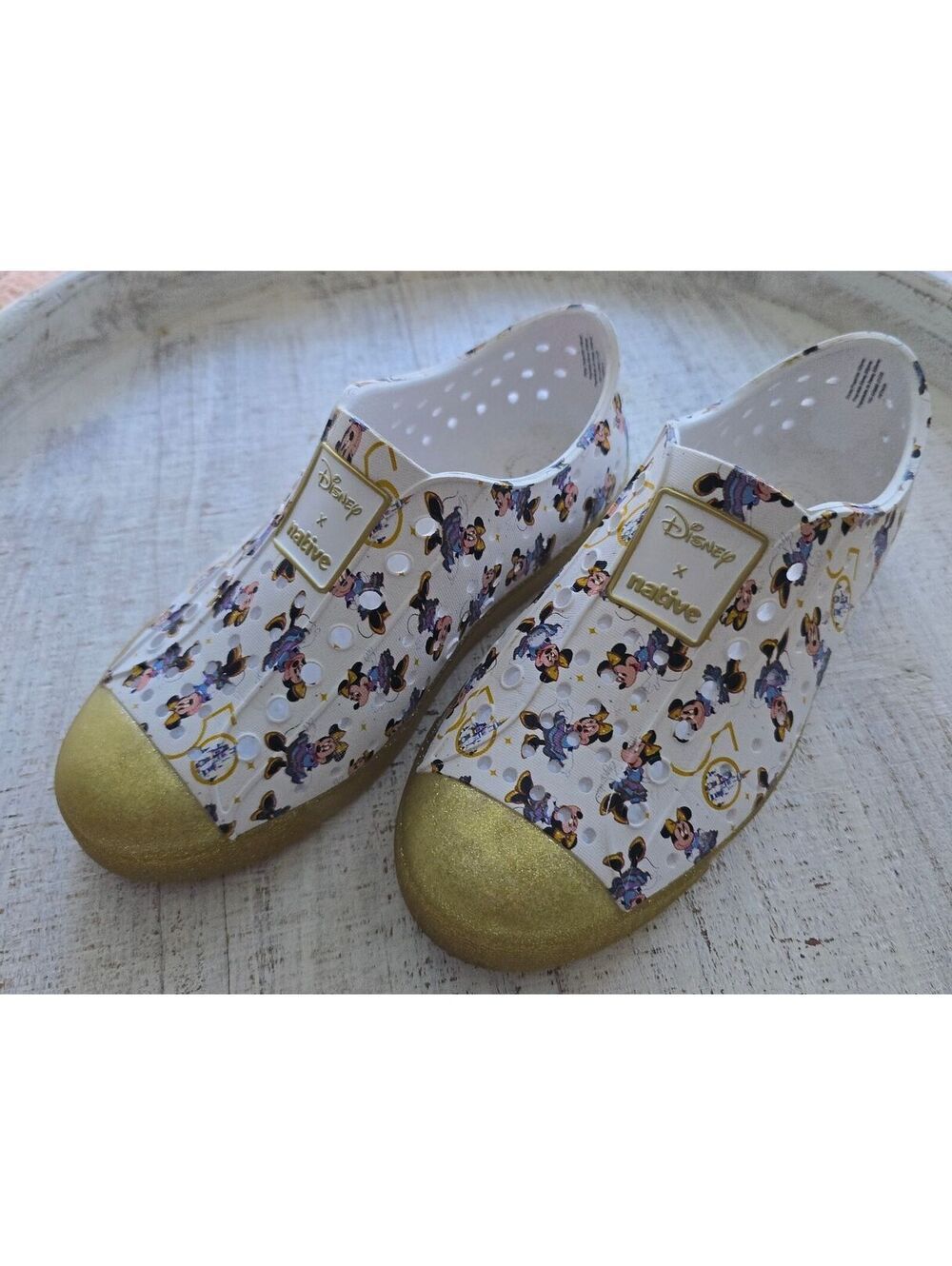 Disney x Native Jefferson WDW 50th Anniversary Gold Shoes Kids C13